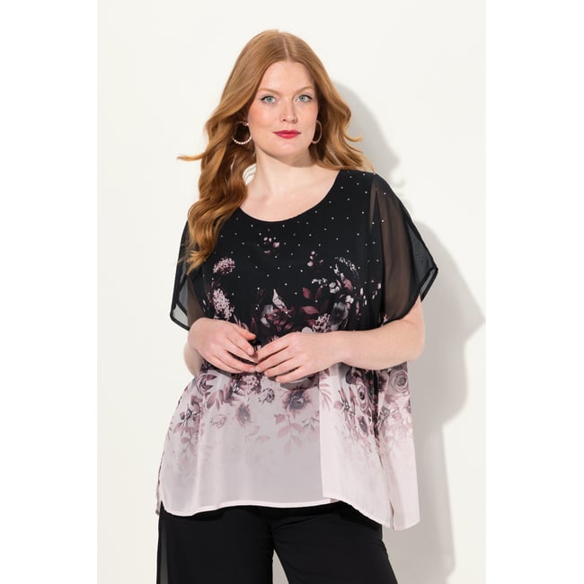 Blouse en mousseline doublée noir <span itemprop=