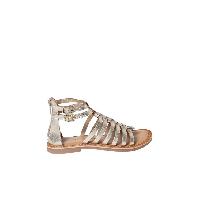 Sandales cuir esprit spartiates or <span itemprop=