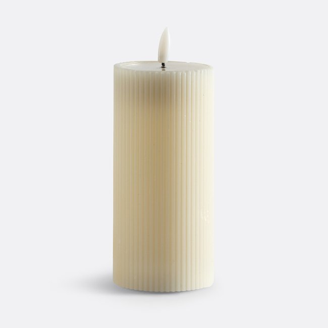 LED-Kerze Caspar, Wachs mit Rillenmuster, H. 18 cm ecru LA REDOUTE INTERIEURS