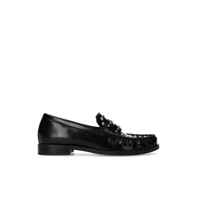Mocassins en cuir avec clous noir <span itemprop=