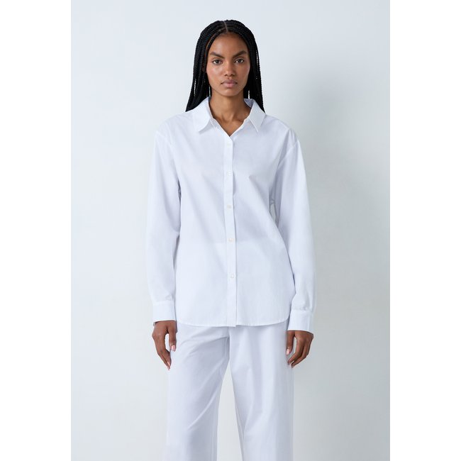 Chemise de pyjama en coton SELINE blanc <span itemprop=
