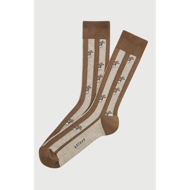 Chaussettes en coton imprimé Âne Beige beige <span itemprop=