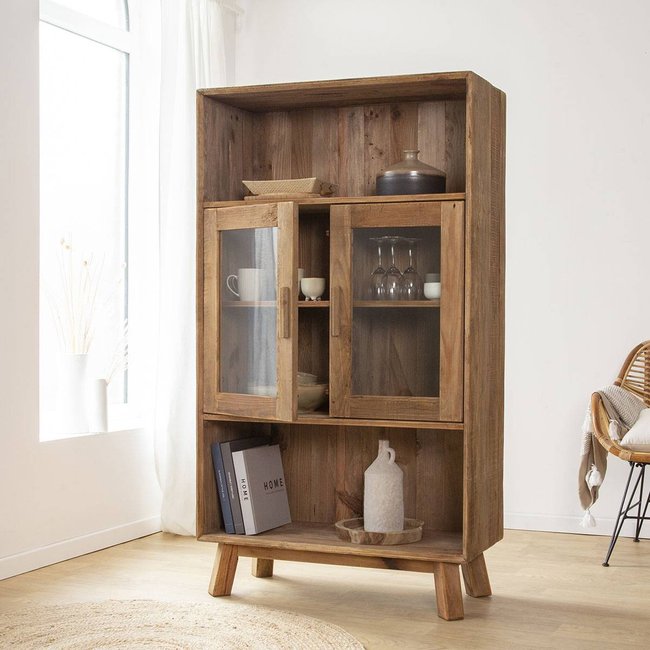Vaisselier en bois recyclé 90cm  BLAISE Couleur bois clair <span itemprop=