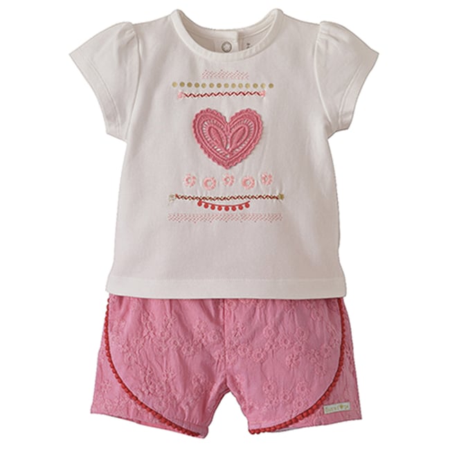Tee shirt + short rose rose <span itemprop=