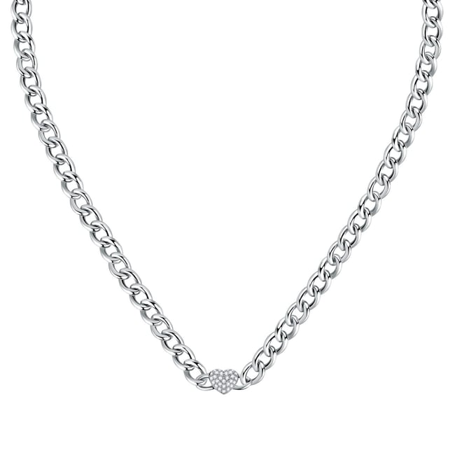 Collier en acier et cristaux INCONTRI argent <span itemprop=