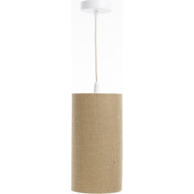 Suspension en lin rond Boho Elegant Couleur lin naturel et rotin clair <span itemprop=