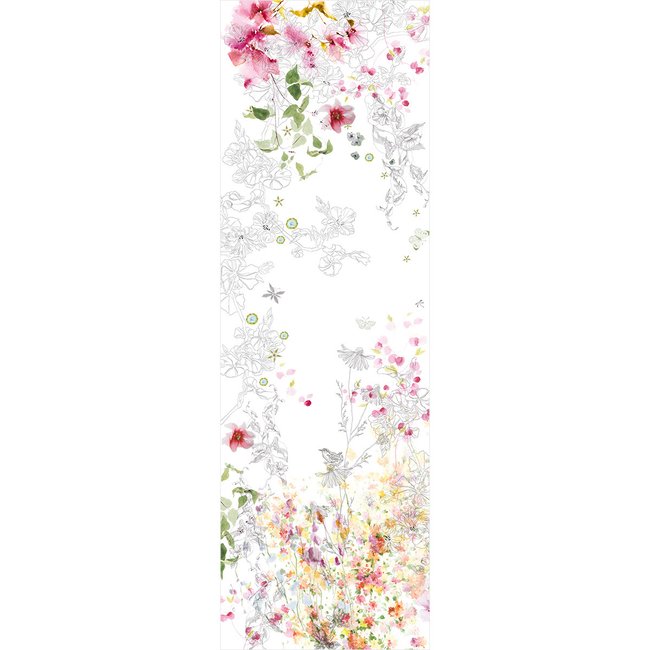Chemin de table métis lin & coton lavé JARDIN SAUVAGE blanc <span itemprop=