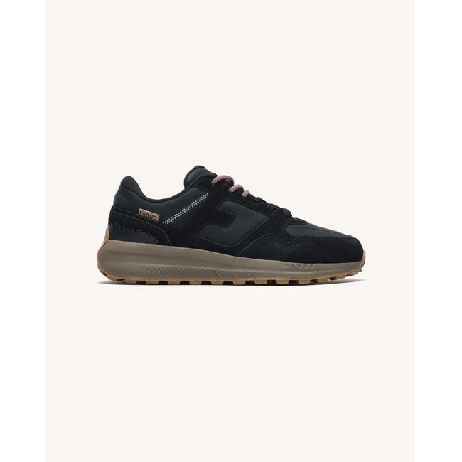 Baskets running en cuir noir <span itemprop=