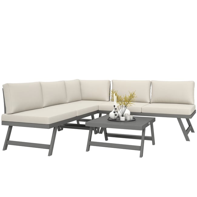 Ensemble de canapés de jardin Polyester Beige beige <span itemprop=