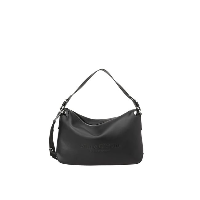 Sac à main en une alternative de cuir en polyester recyclé noir <span itemprop=