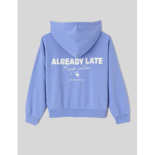 Sweat à capuche imprimé bleu <span itemprop=