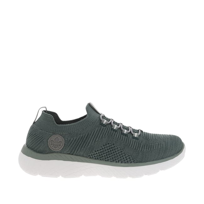 Baskets basses Slip-on en textile stretch vert menthe à semelle semi-compensée bleu <span itemprop=