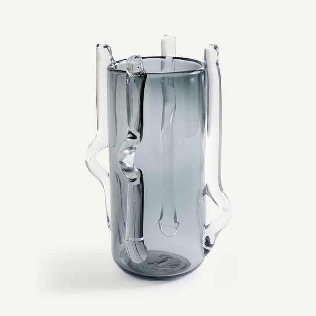 Vaso in vetro soffiato a mano, altezza 36 cm, MALTINTO grigio fumé AM.PM
