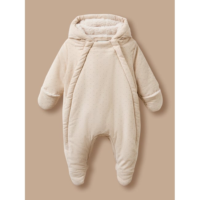 Combi-pilote en velours pois  bleu <span itemprop=