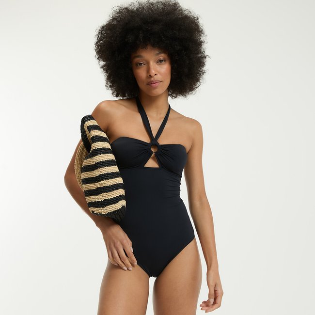 Bandeau-Badeanzug schwarz <span itemprop=
