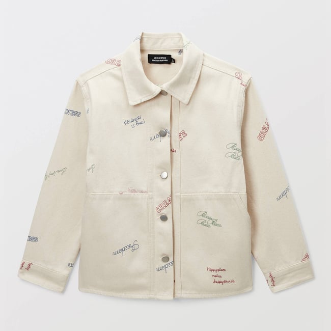Veste en twill brodée amaretti <span itemprop=