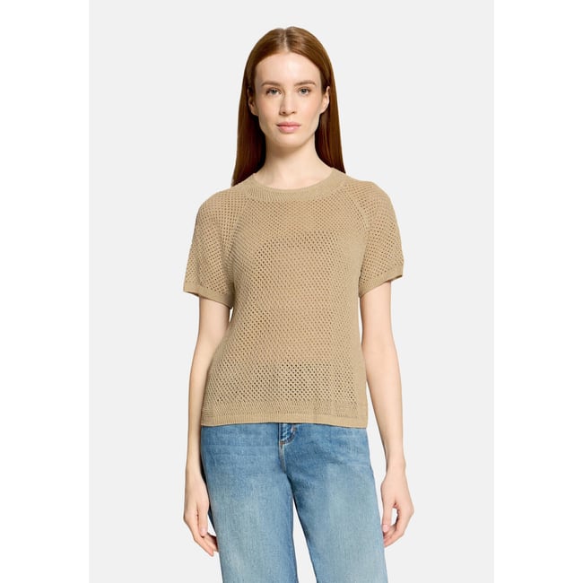 Pull-over en maille à encolure ronde beige/gold <span itemprop=