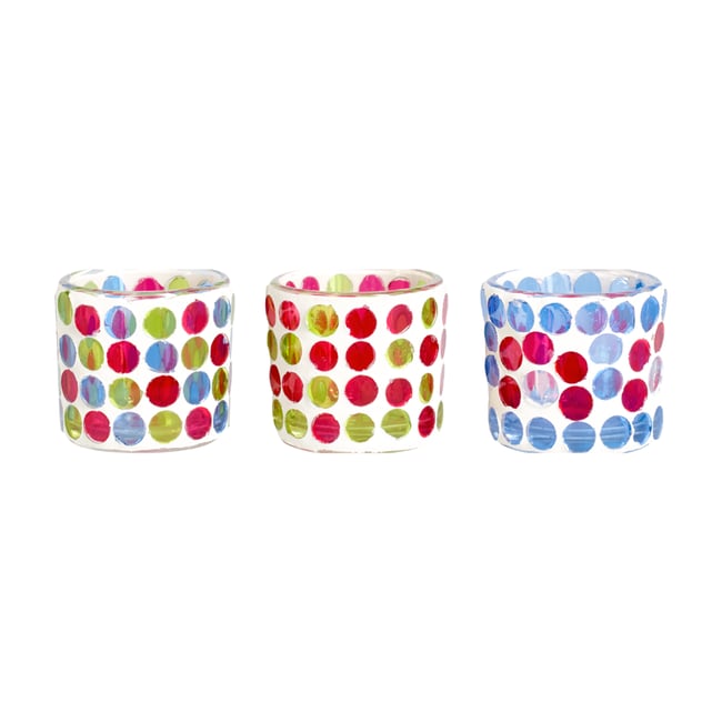 Set de 3 photophores décoratifs en verre H5 Couleur bleu <span itemprop=