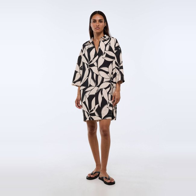 Robe courte imprimée contenant du lin - MONOPRIX
