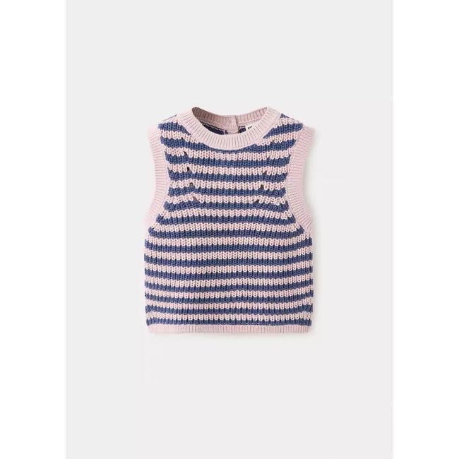 Gilet maille rayures violet clair/pastel <span itemprop=