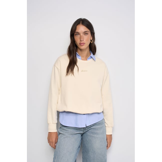 SWEAT À EFFET BLOUSANT beige <span itemprop=