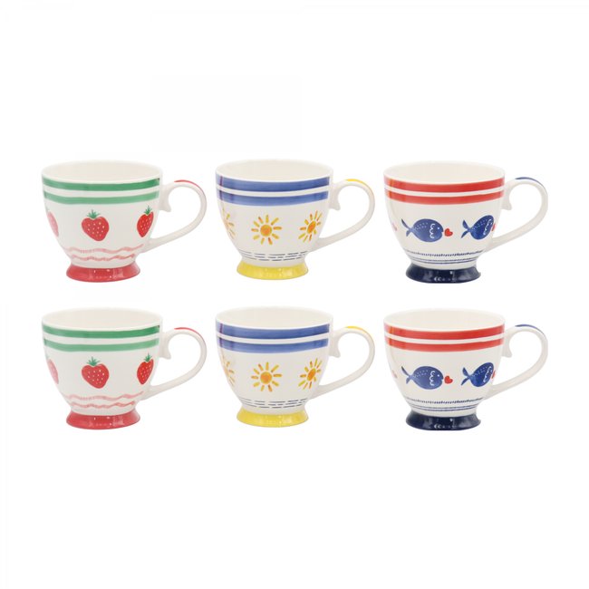 Ensemble Petit Déjeuner - Mug + sous tasse en céramique, une cuillère