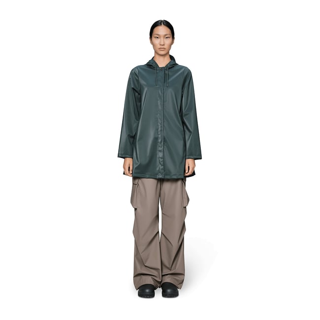 Veste imperméable à capuche, A-LINE W vert canard <span itemprop=