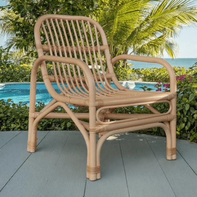 Fauteuil en rotin de jardin Luisa naturel <span itemprop=