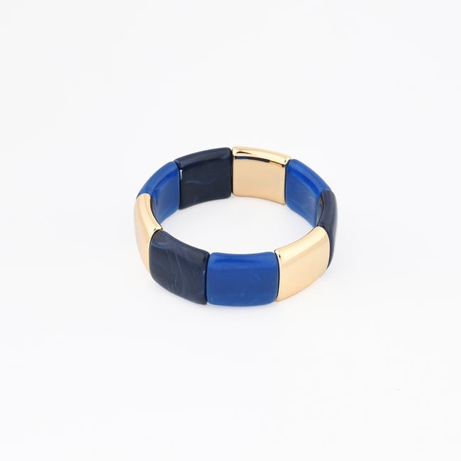 Bracelet élastique bleu et doré bleu <span itemprop=