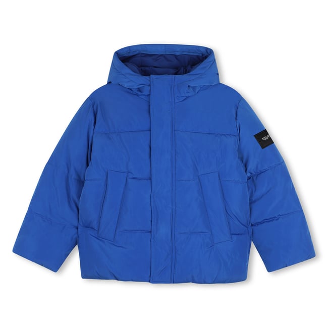 Doudoune à capuche bleu vif <span itemprop=