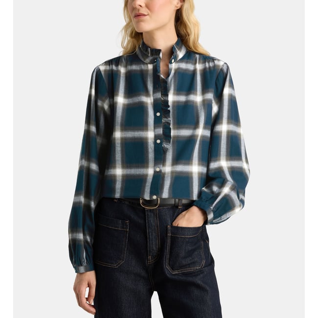 Chemise droite paloma fla ganse carreaux coton - GALERIES LAFAYETTE