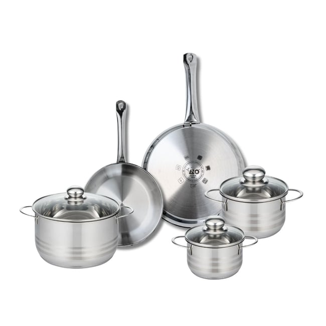 Batterie 2 poêles 24/28cm + 3 faitouts 14/16/20cm PROFI BRILLANT gris <span itemprop=