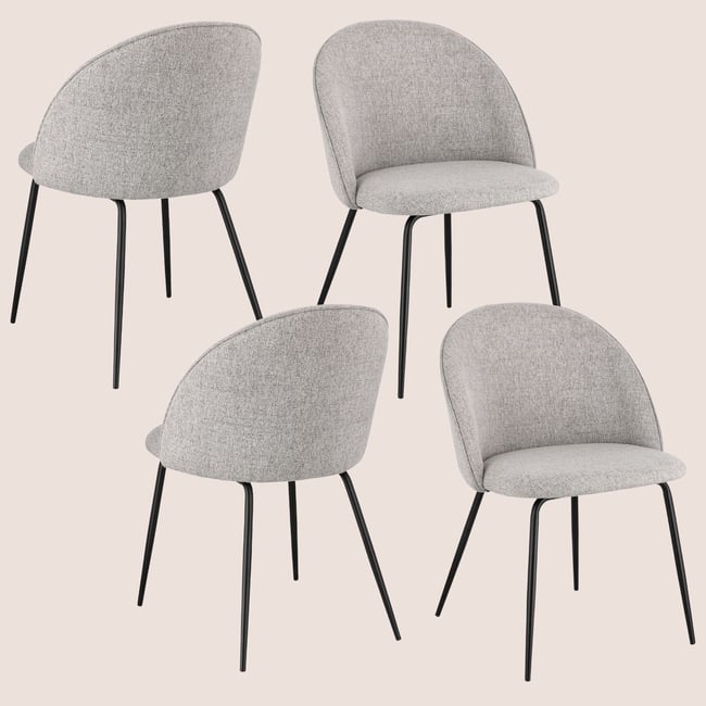 Chaises de salle à manger en métal et tissu (lot de 4) - DIANE - HELLIN, DEPUIS 1862