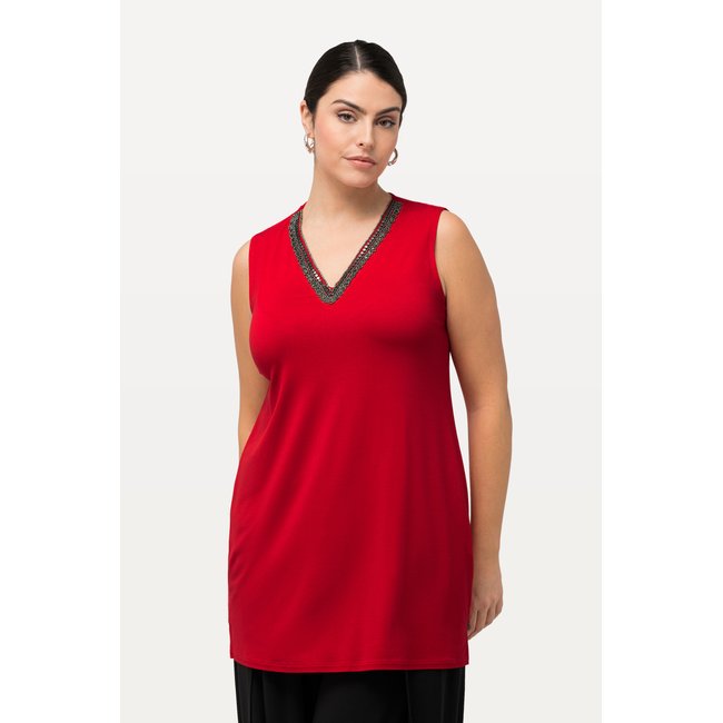 Top sans manches. Col tunisien et perles. - ULLA POPKEN
