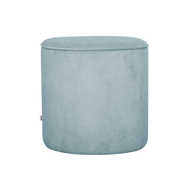 Pouf rond design en velours D40 cm LOUIS Couleur bleu grisé <span itemprop=