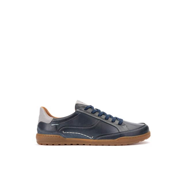 Baskets cuir Aranjuez blue <span itemprop=