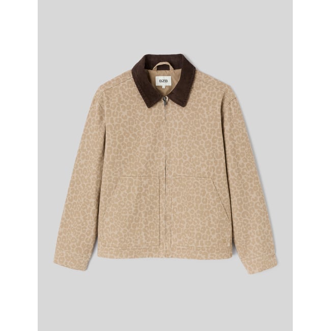 Veste zippée imprimée marron <span itemprop=