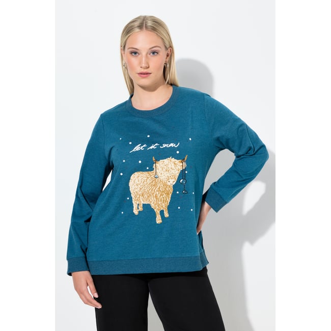 Sweat-shirt à paillettes Let ot Snow pétrol <span itemprop=