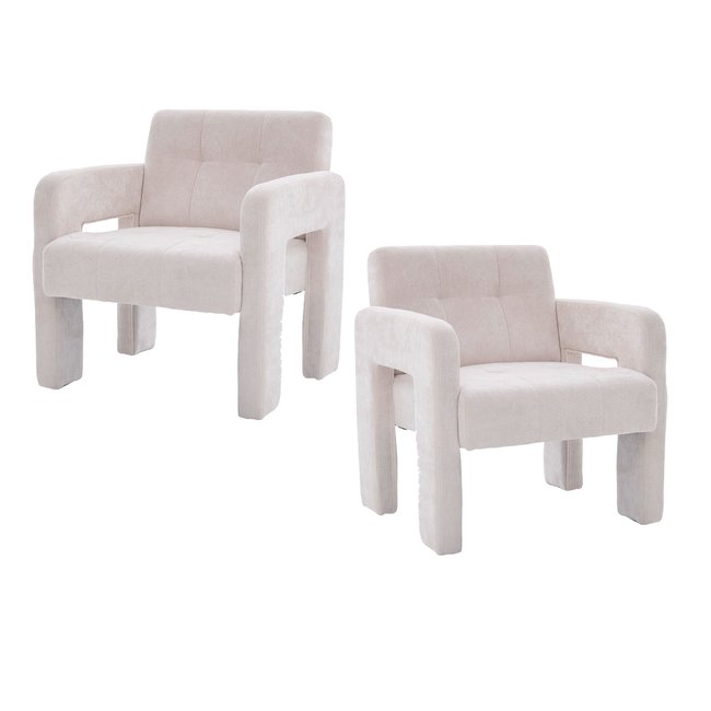 Lot de 2 fauteuils contemporains en tissu chenille, RAMONB2PCS - MEUBLES COSY