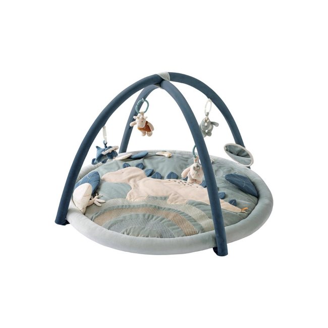 Tapis d'éveil avec arches bleu, orange, beige <span itemprop=