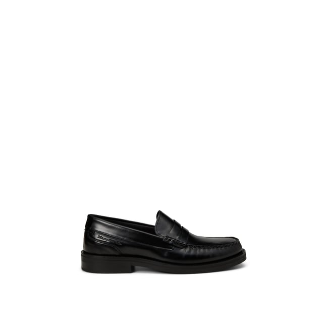 Mocassins  penny  modèle Michael en cuir de vachette poli noir <span itemprop=