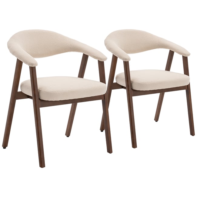 Lot de 2 chaises en bois et tissu boucle, BARBARA - HAPPY GARDEN