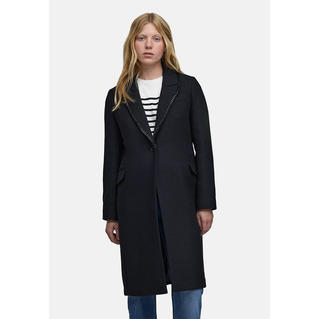 Manteau mi-long manches longues noir <span itemprop=