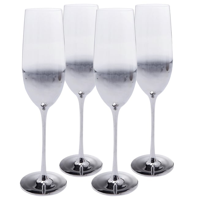 Lot de 4 flûtes à champagne, NIGHT SKY Couleur argent <span itemprop=