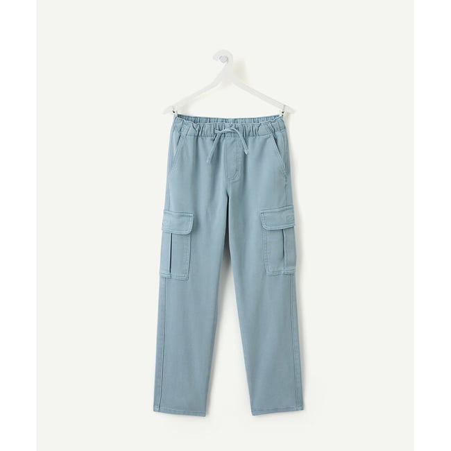 Pantalon cargo bleu <span itemprop=