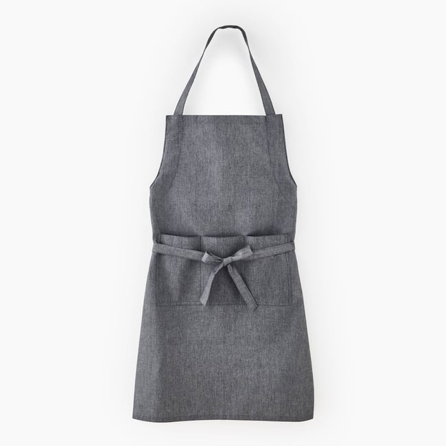 Tablier de cuisine chiné, 75x85cm, coton noir <span itemprop=