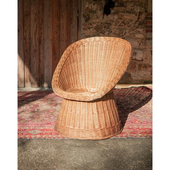 Fauteuil en osier Emmanuel N°34 - Bon état Couleur bois clair <span itemprop=