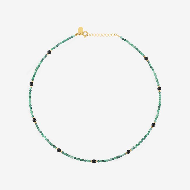 Collier indie amante agate verte/onyx vert <span itemprop=