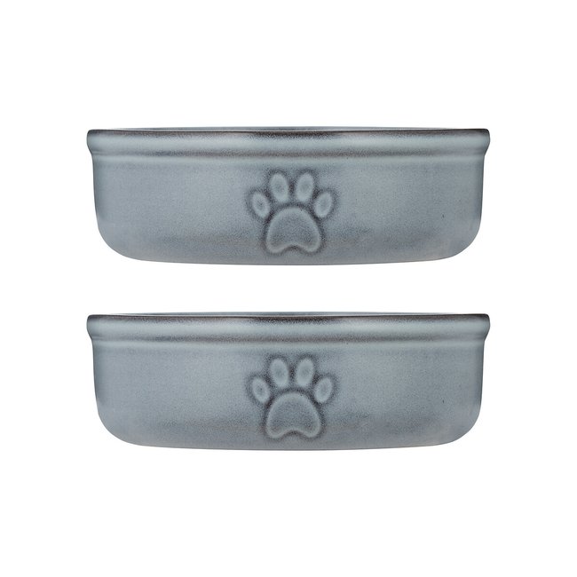 Set of 2 Reactive Glaze Pet Bowls 15cm, blue, MASON CASH