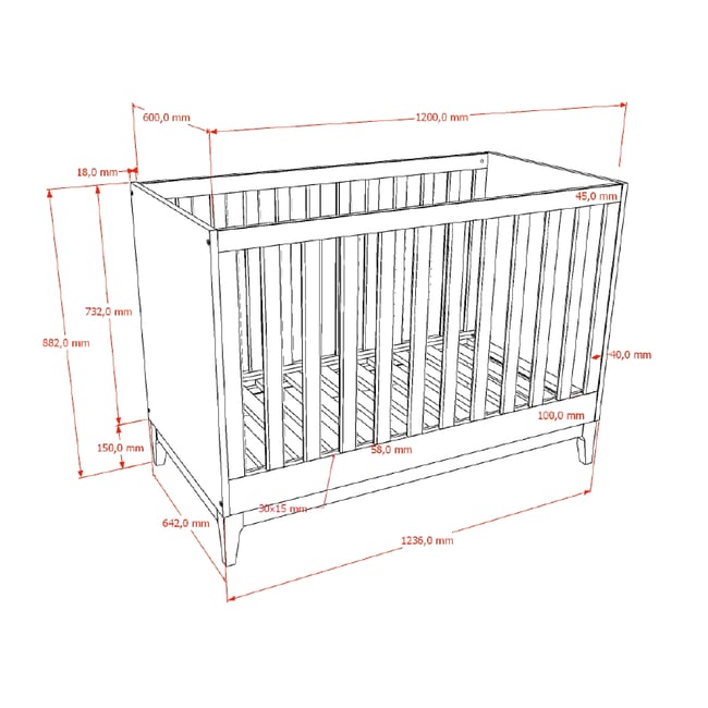 Lit Bébé ilyas 60x120 noyer - VIPACK
